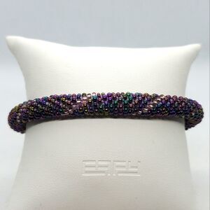 NWT 3 Strands Purple & Iridescent Beaded Bracelet